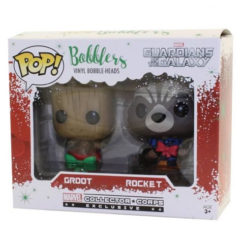 Collector's Corp: Marvel Holiday Guardians of the Galaxy - Groot and Rocket Pop Bobblers Ornament Figure (2-Pack)